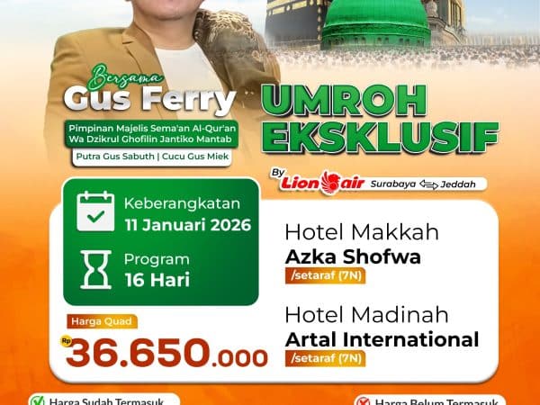 Umroh Eksklusif 16 Hari Bareng Gus Ferry, 1 Januari 2026