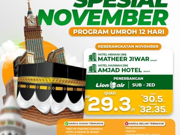 Paket Umroh Spesial November Hanya 29 Jutaan, 12 Hari