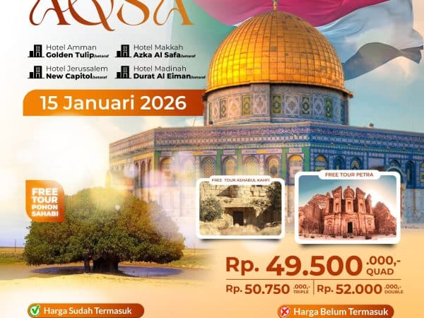 Paket Umroh Plus AQSA Keberangkatan 15 Januari 2026, 12 Hari
