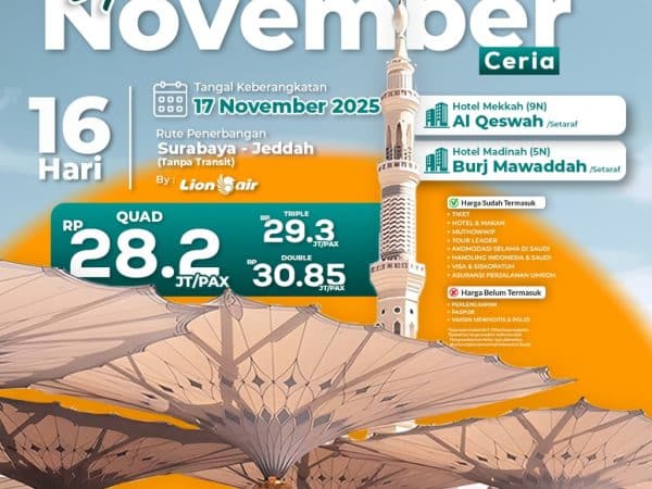Paket Umroh Spesial November Ceria Hanya 28 Jutaan, 16 Hari