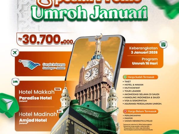 Spesial Promo Umroh Keberangkatan 3 Januari, 16 Hari