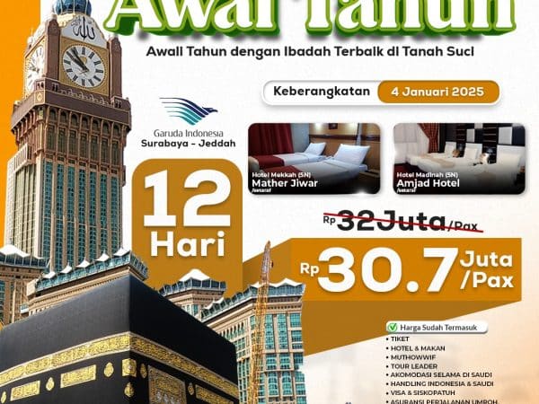 Promo Umroh Awal Tahun Keberangkatan 4 Januari, 12 Hari