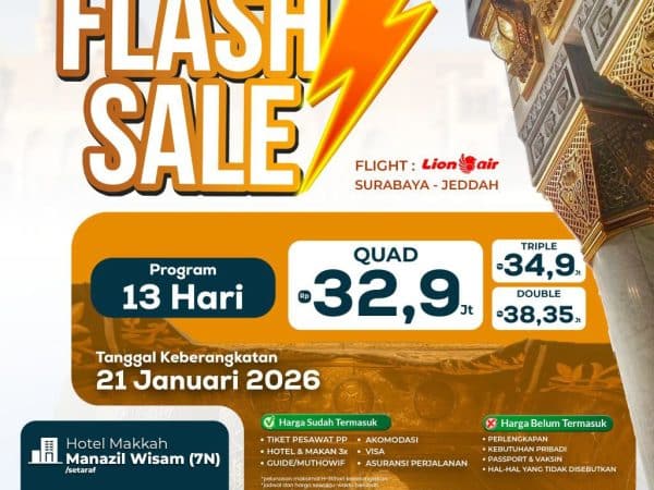 Paket Flash Sale Umroh 13 Hari, Keberangkatan 21 Januari 2026