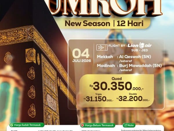 Paket Umroh Spesial New Season 12 Hari Keberangkatan 4 Juli 2026