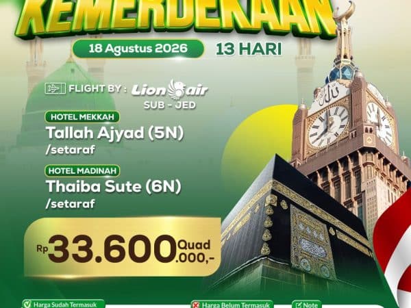Umroh Kemerdekaan 13 Hari, Keberangkatan 18 Agustus 2026