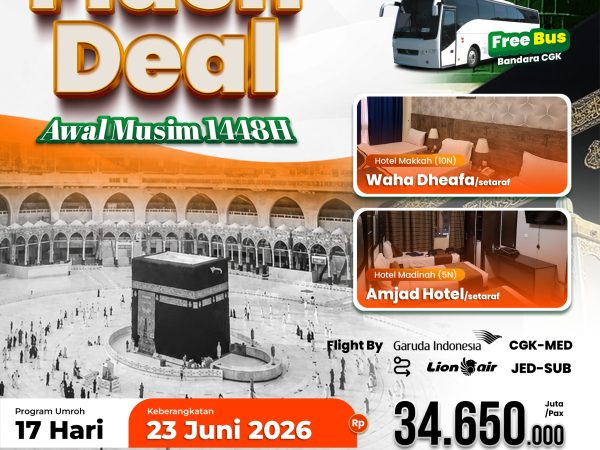 Umroh Flash Awal Musim 17 Hari, Berangkat 23 Juni 2026